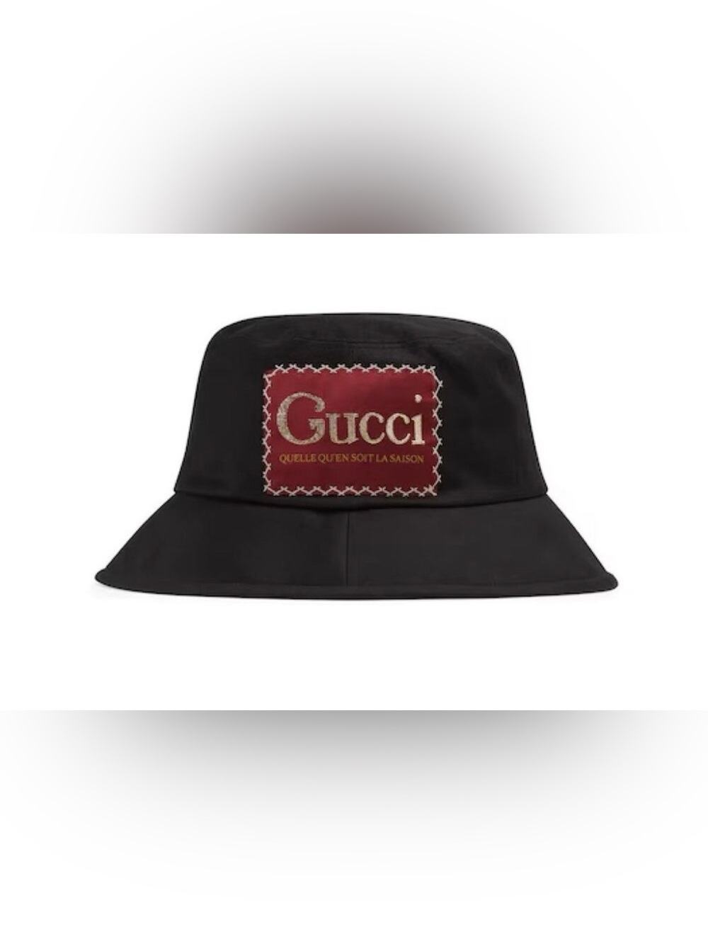 Gucci Black Bucket Hat with Red Logo Patch